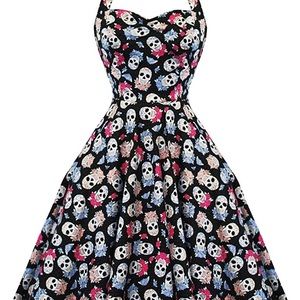 Muertos Day of The Dead Sugar Skull Dress - EUC